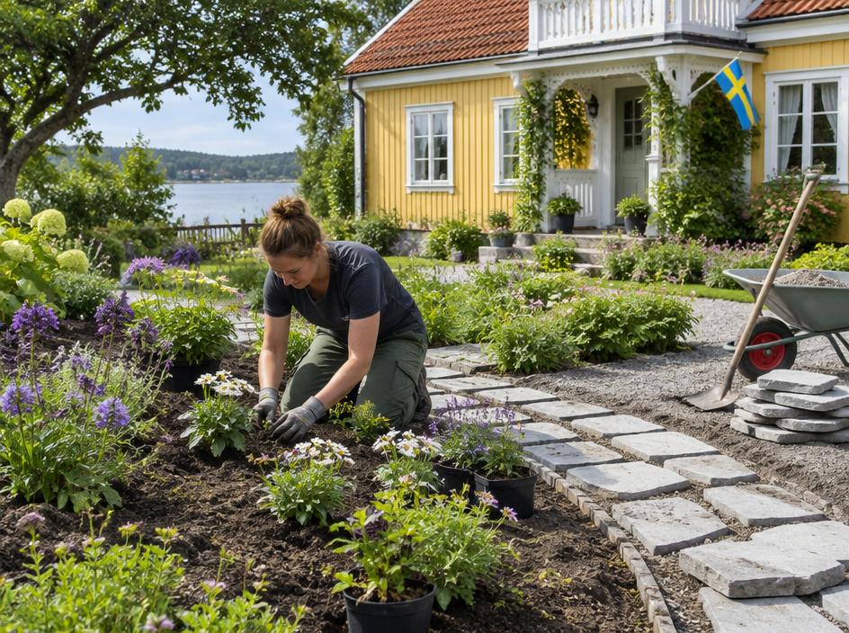 Trädgård och gångar